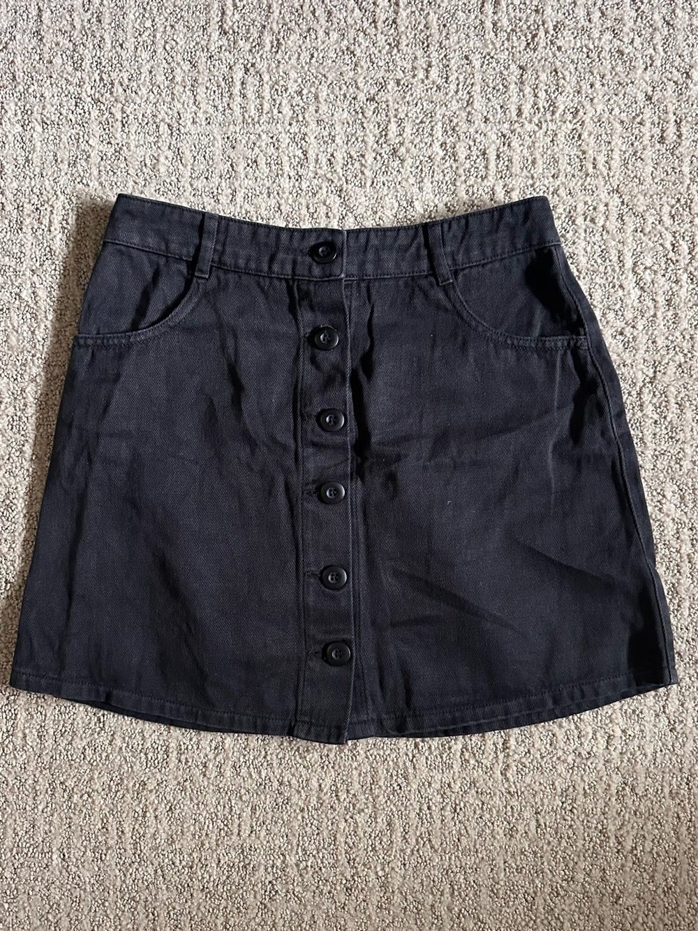 Jungmaven Black Button-Front Mini Skirt